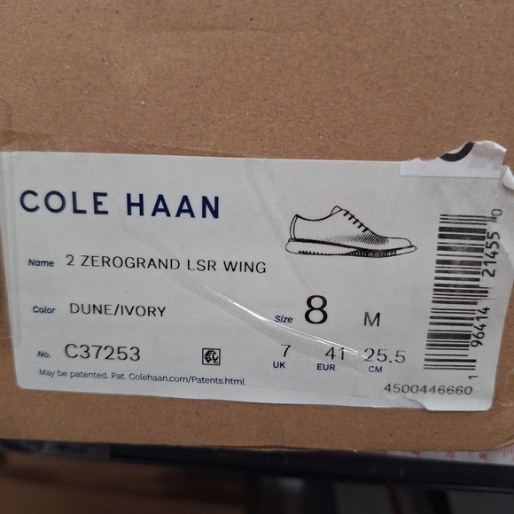 Cole Haan Men\'s 2 Zerogrand Laser Wingtip Oxfords Size‎ 8 M Color Dune Ivory NEW main image 12